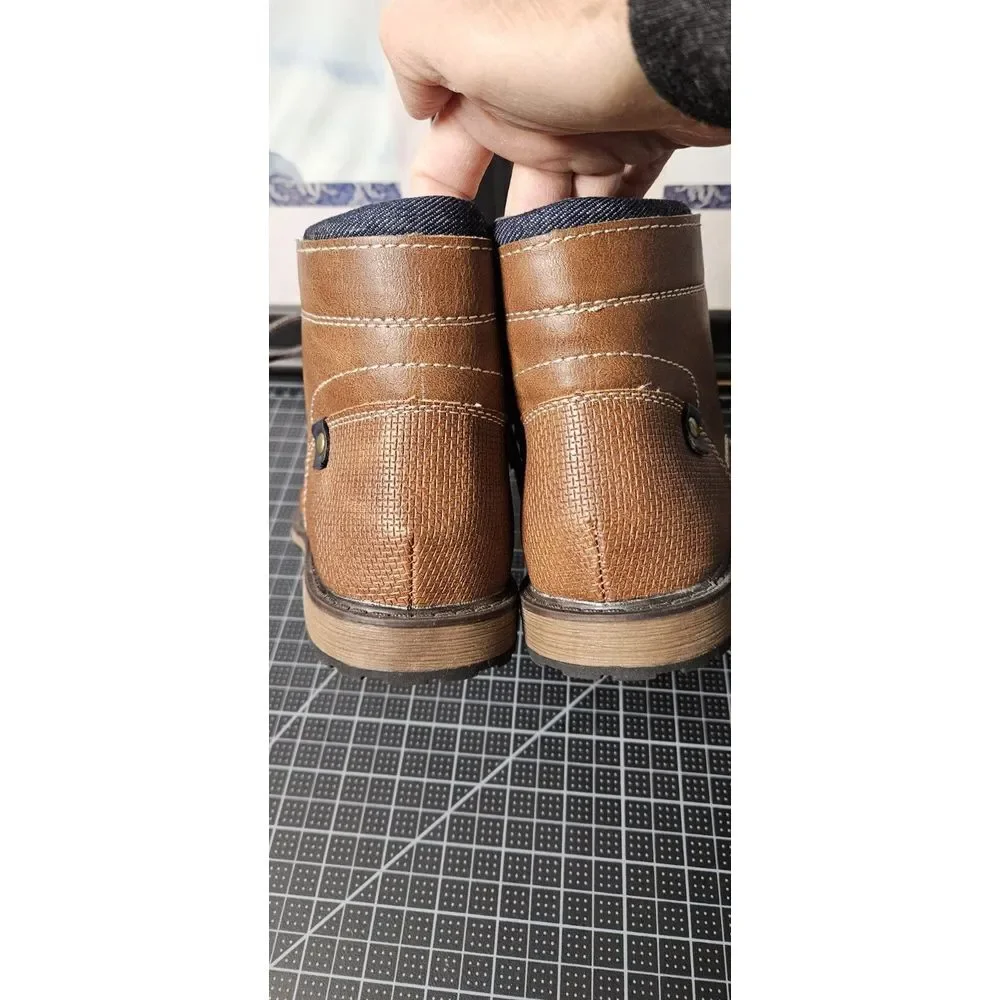 Sonoma Goods for LIfe Protector boys' 4 Med ankle boots‎ faux leather cognac